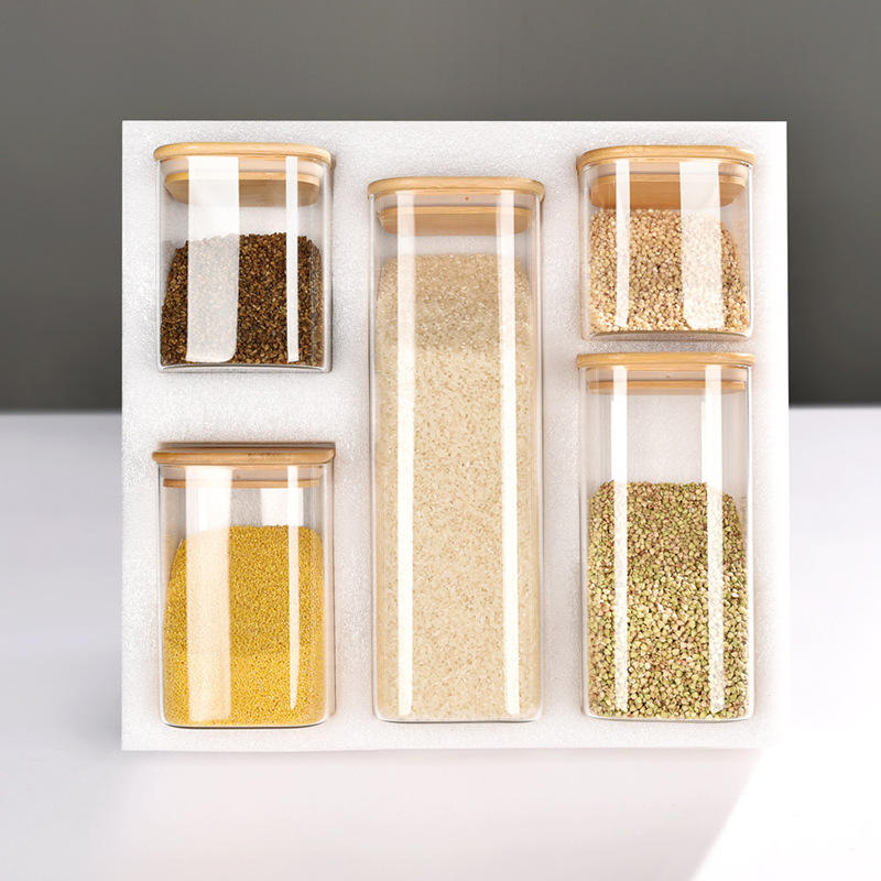 High-Quality Glass Storage Jars Set with Lids, Food Containers, Moisture-Resistant Storage Bins