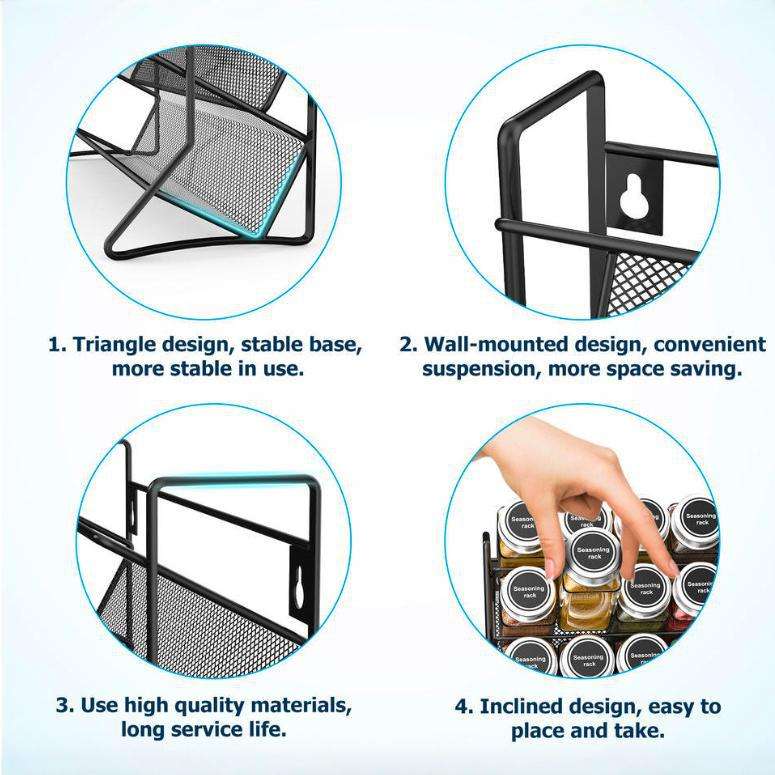 4-Tier Foldable Spice Rack Organizer for Cabinet Pantry Easy Visibility Counter top Storage Holder