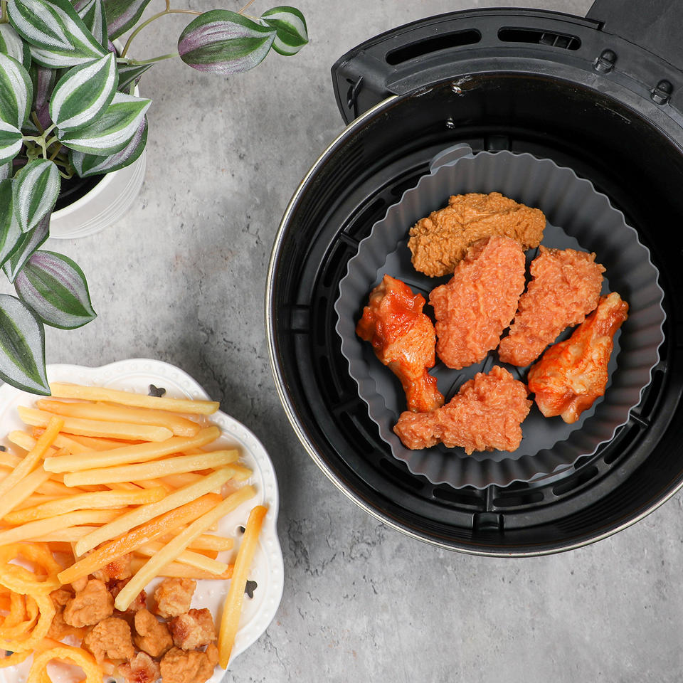 Reusable Silicone Air Fryer Basket for Hot Air Fryers and Ovens, Replaces Parchment Paper Liners
