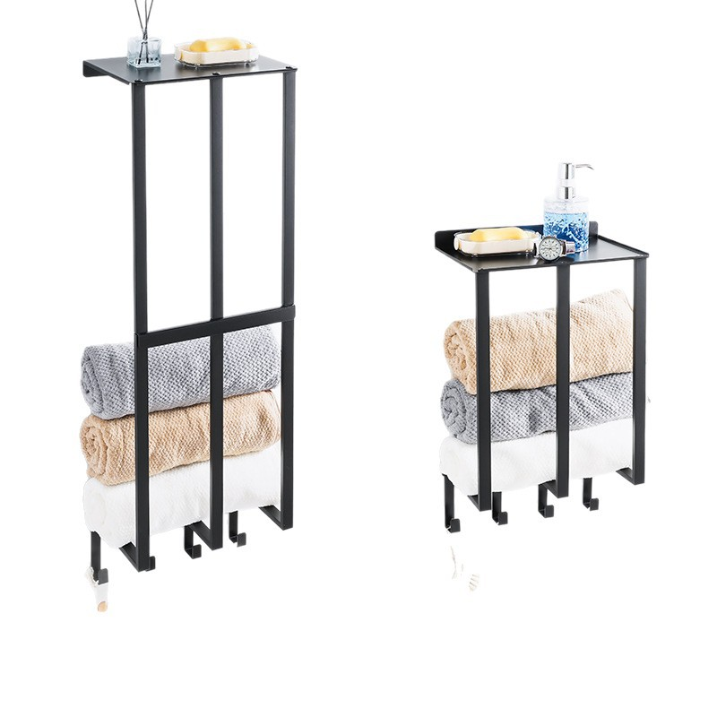 Multifunctional Wall-Mounted Towel Holder Shelf with Large Capacity for Bathroom and Toilet