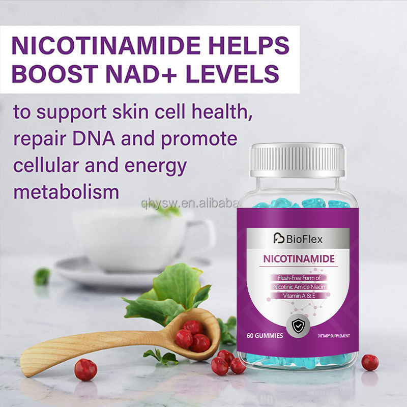 OEM Flush Free Nicotinamide Niacin Gummies with Vitamin A B3 E for Skin Health