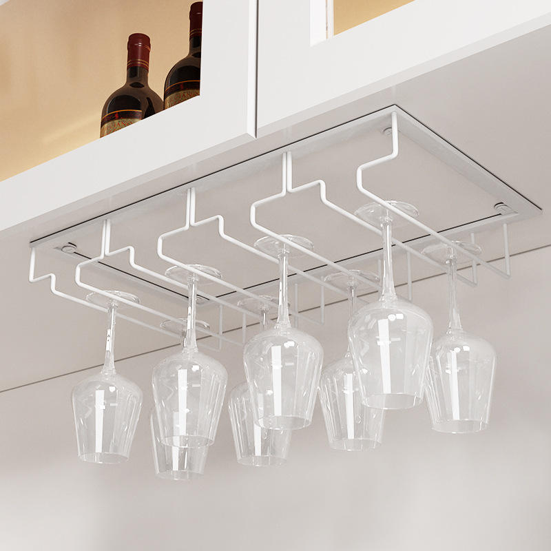 Modern Mini Decorative Display Iron Wire Hanging Metal Wine Rack for Bar Kitchen Cabinet
