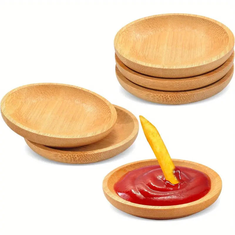 Mini Bamboo Dip Sauce Bowls for Home Use - Ideal for Jam, Sushi, Ketchup, Barbecue Sauce, and Fast Food Restaurants