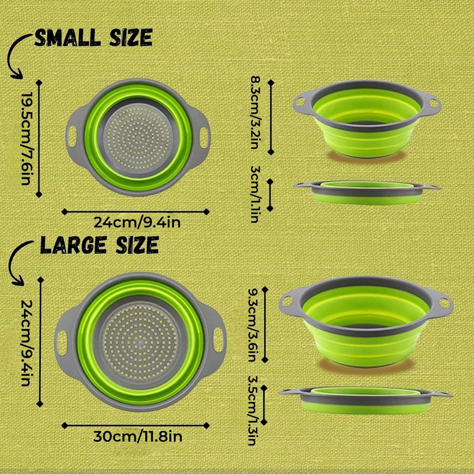 Multifunctional Silicone Folding Kitchen Baskets, Drain Trays & Fruit Storage Baskets, Rotating Vegetable Sieves & Strainers