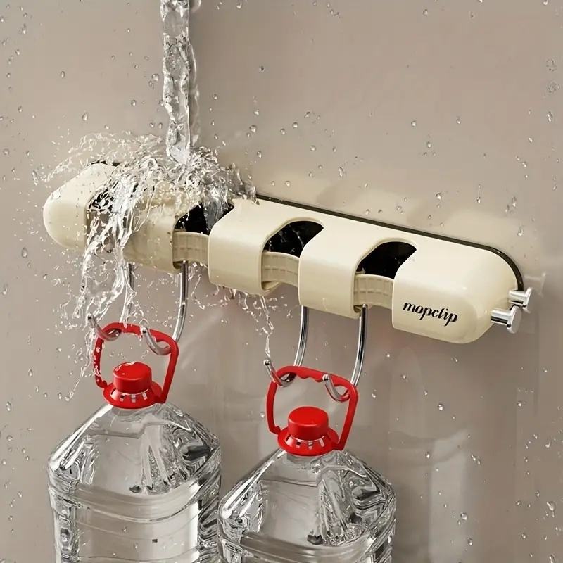 Space-Saving Wall Mop and Broom Holder - Easy to Install, No Drilling Required, Ideal for Bathrooms, Gardens, Garages