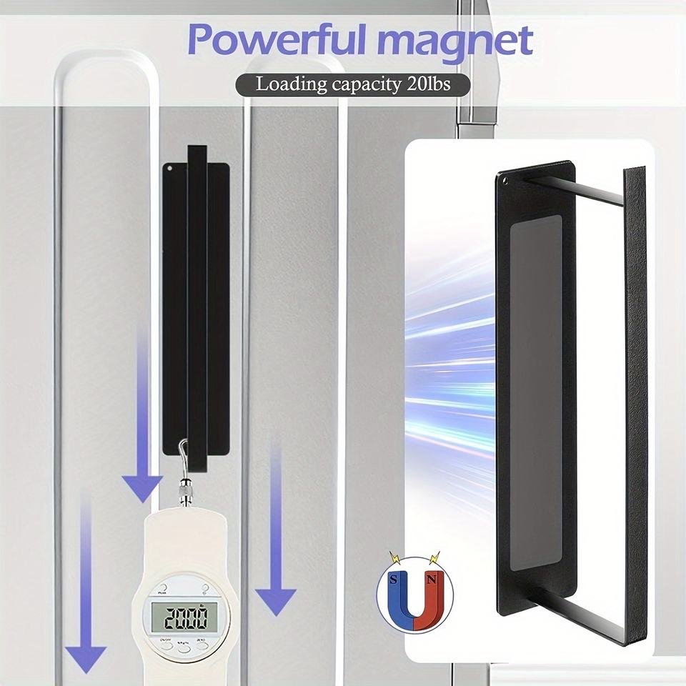 Magnetic Wall-Mounted Laundry Stand Organizer Washing Machine Side Pocket Towel Holder and Organizer for Small Items