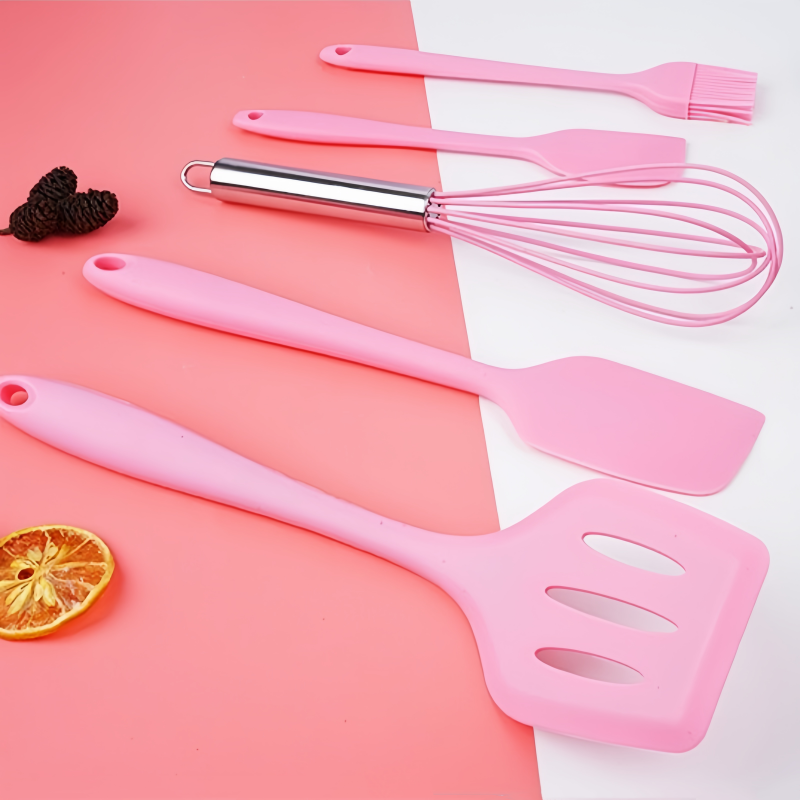 Environmentally Friendly Silicone Bakeware Set Multifunctional Scraper Spatula Oil Brush Egg Beater Cooking Spoon Utensil Set
