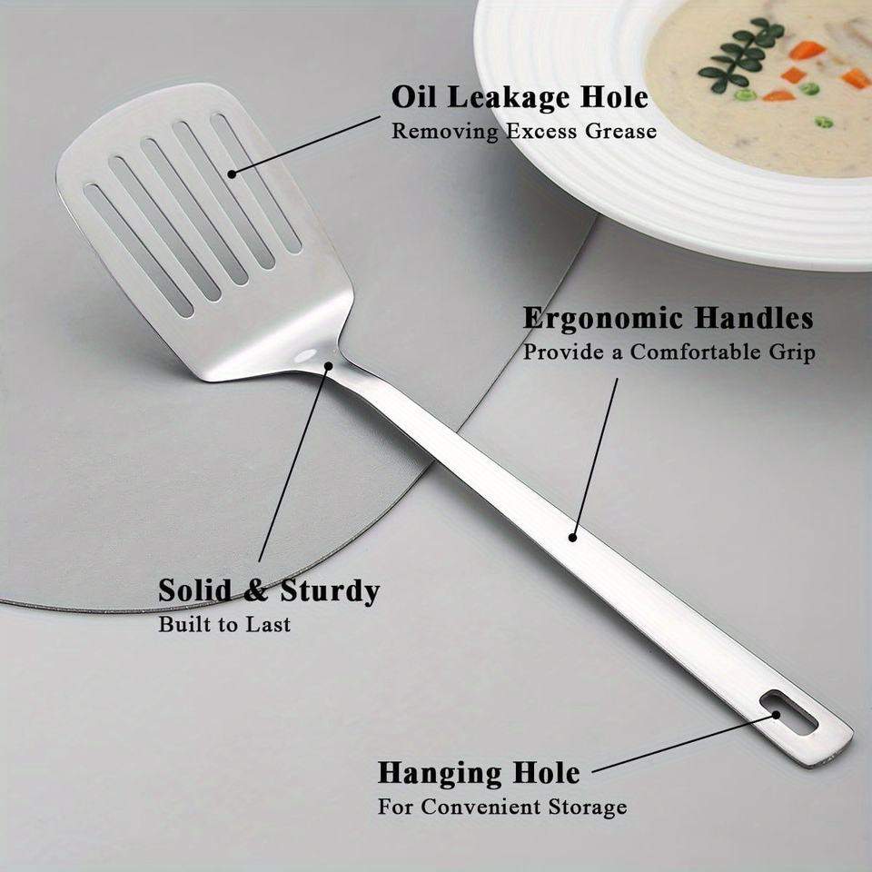 2-Pack Stainless Steel Spatula Set for Non-Stick Pans, Dishwasher Safe, Easy to Clean