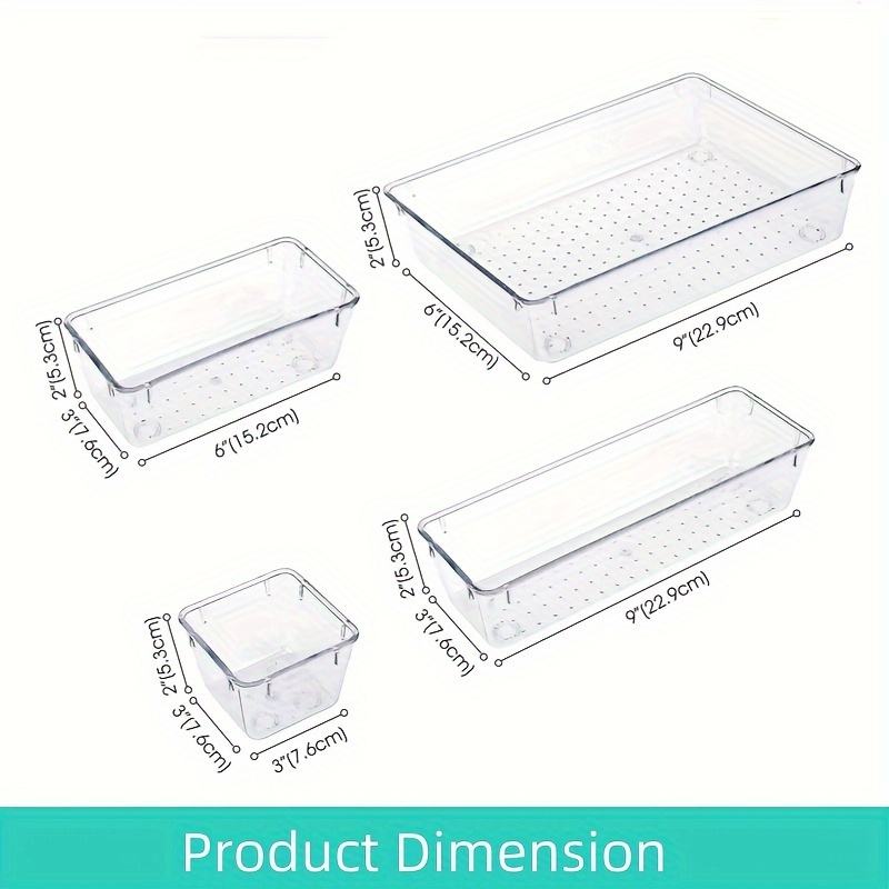 Multifunction Clear Plastic Drawer Organizer Set Storage Box Kitchen Stackable Drawer Organizer