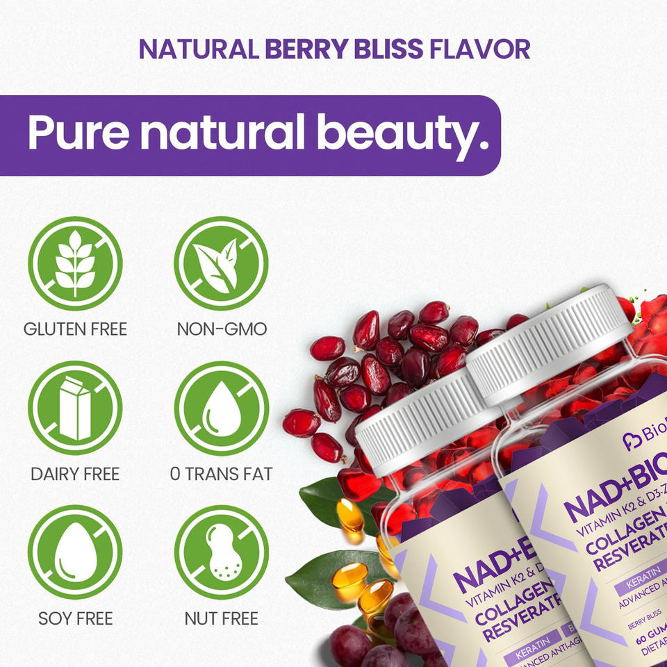 BioFlex NAD Biotin Collagen Resveratrol Gummy Supplements