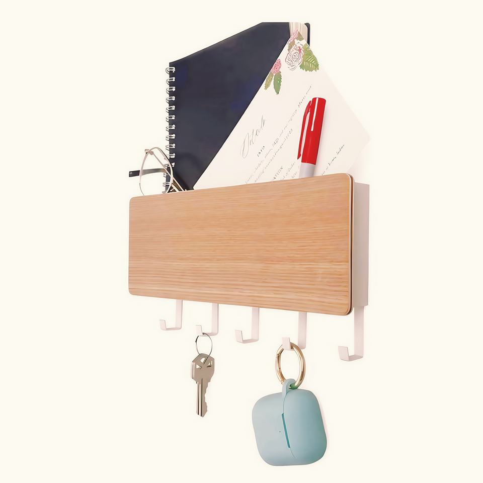 Key Holder Wall Mount with Adhesive Key Hook and Mail Organizer
