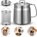 304 Stainless Steel Food-Grade Mesh Oil Filter Pot Multifunction Large Oil Kettle Bottle 1.5L/2.0L Oil Strainer French