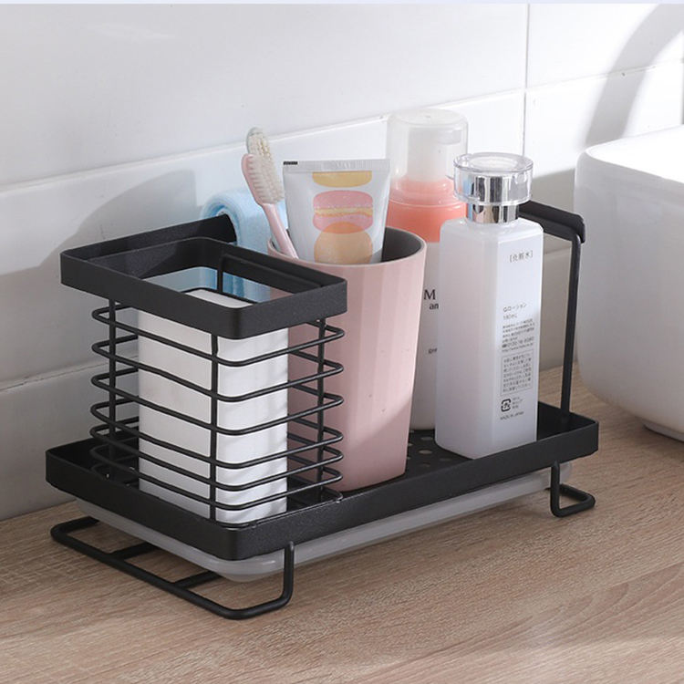 Kitchen Sink Caddy Sponge Holder Organizer 2-in-1 Sinkware Caddy with Drain Tray