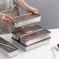 Stainless Steel 304 Airtight Food Storage Box 400ml with Transparent Lid for Vegetables/Meat/Fruits