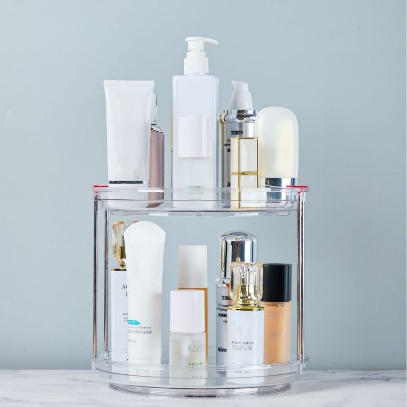 360° Rotating Plastic Kitchen Turntable Organizer with 2 Layers