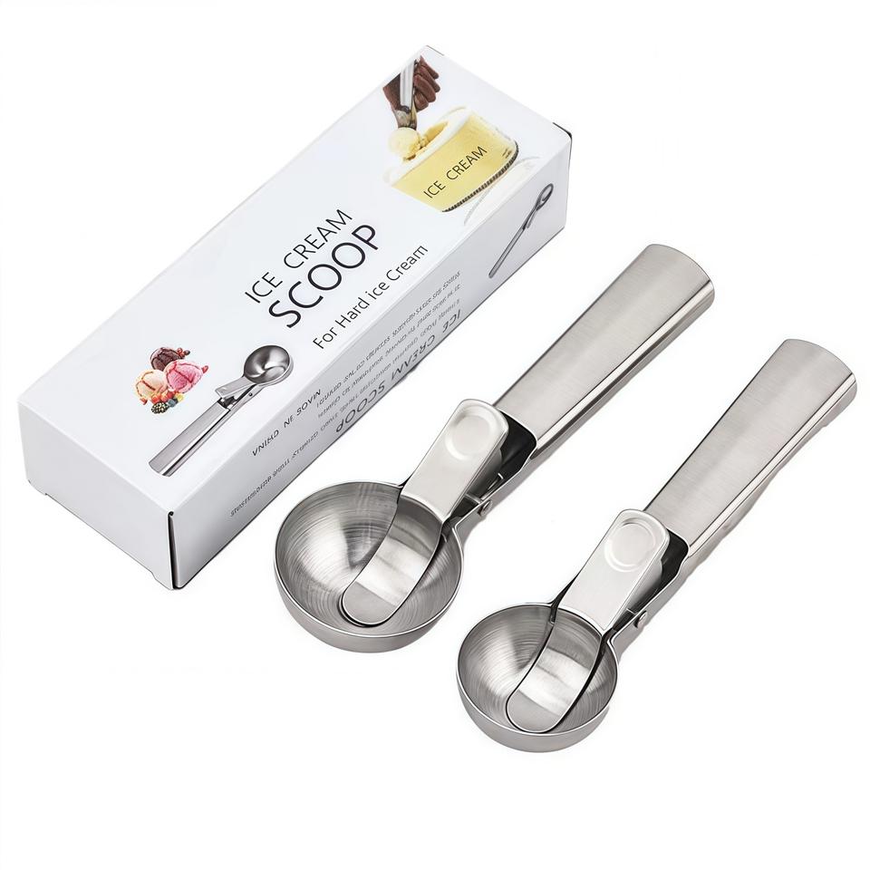 Stainless Steel Ice Cream Scoop with Trigger Release Kitchen Tool for Meatballs, Gelatos, Fruit Balls, Ice Cream Making, Melon Baller