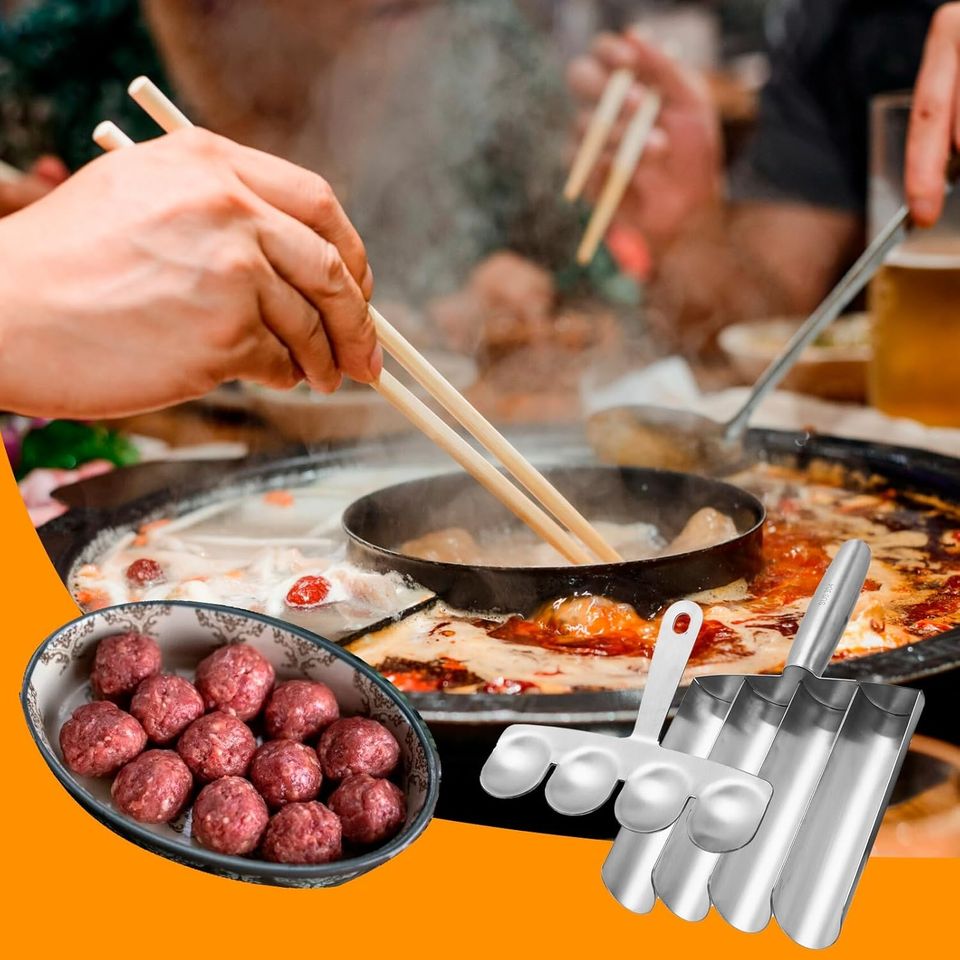 304 Stainless Steel Manual Meatball Maker Kitchen Tool for Fried Fish and Shrimp Durable Shape