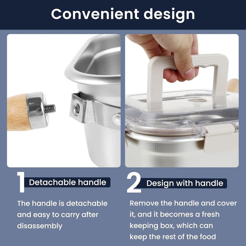 Portable Outdoor Cooking Utensil Stainless Steel Fresh Keeper Pot with Steam Bread Hot Dish Functions