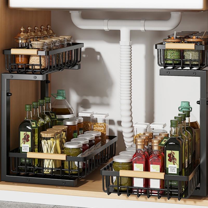 Extendable Storage Holder for Folding Spice Rack Made of Carbon Steel