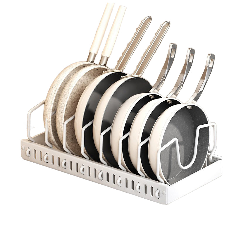 Adjustable Telescopic Pot Lid Rack Organizer in Carbon Steel for Pot, Pans, and Lids Storage