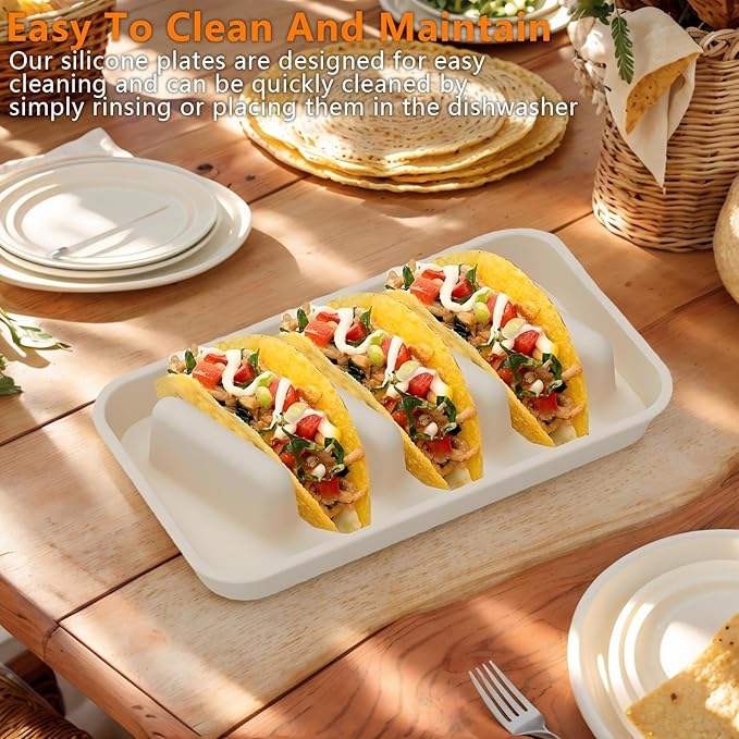 Silicone Taco Holder with Dividers for Family Meals and Parties
