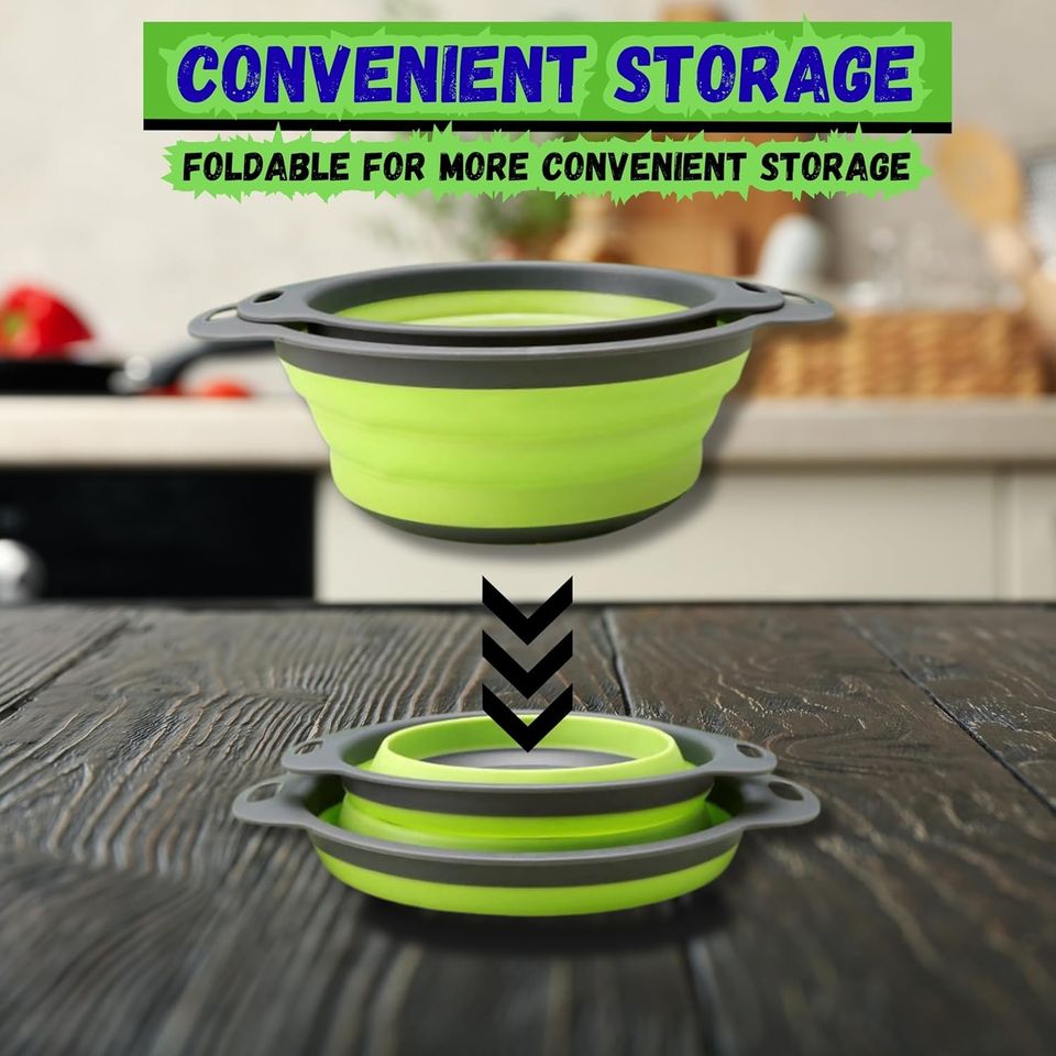 Multifunctional Silicone Folding Kitchen Baskets, Drain Trays & Fruit Storage Baskets, Rotating Vegetable Sieves & Strainers