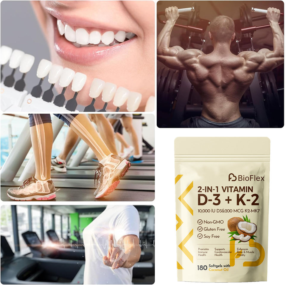 OEM Private Label High Absorption Vitamin D3 10000 IU Plus K2 (MK-7) 200 µg Softgel Capsules Dietary Supplement with Coconut Oil