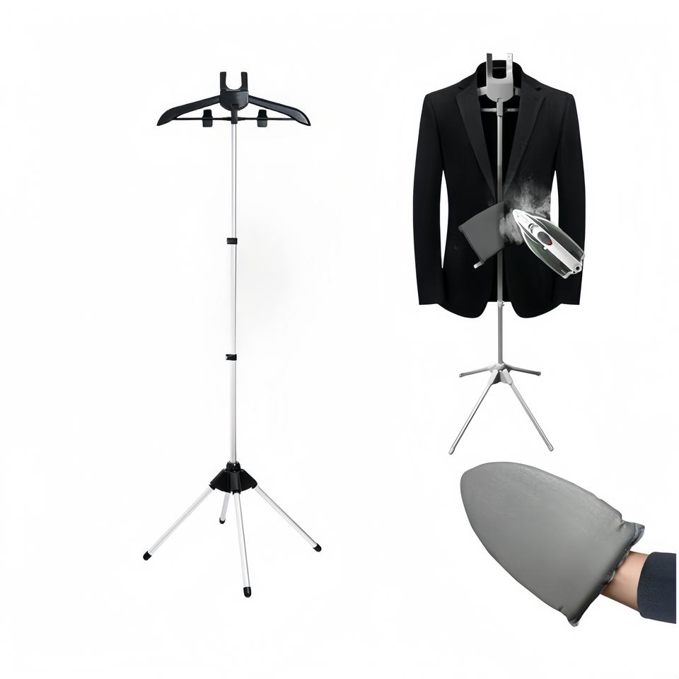 Adjustable Floor-Mounted Clothes Hanger with Vertical Design for Easy Ironing