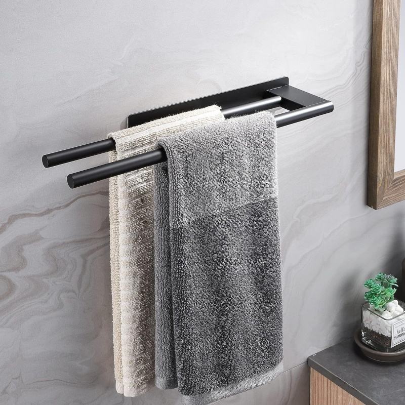 Self-Adhesive Stainless Steel Towel Holder for Home or Hotel Use