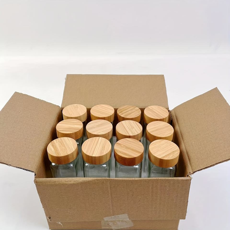Bestselling 4oz Glass Spice Jars with Bamboo Lid Spice Container Set Spice Storage Box for the Kitchen