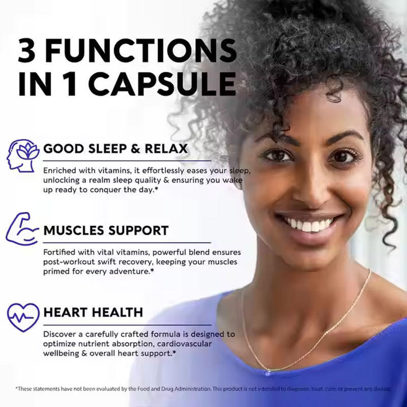 Private Label Natural Vegan Magnesium Glycinate Capsules with Vitamin B6 & D3