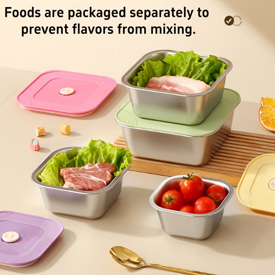 Double-Walled Stainless Steel Lunch Box Microwave-Safe Portable for Kids Students Office Workers Adjustable Storage Yogurt Ice Cream Cup