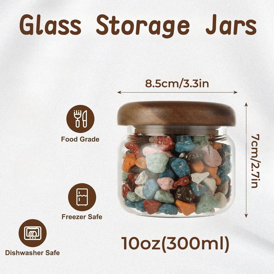 Small Glass Food Storage Container with Airtight Wooden Lid