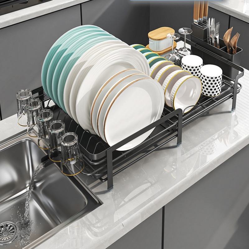 Retractable Multifunction Kitchen Shelf with Drainage Drying Basket