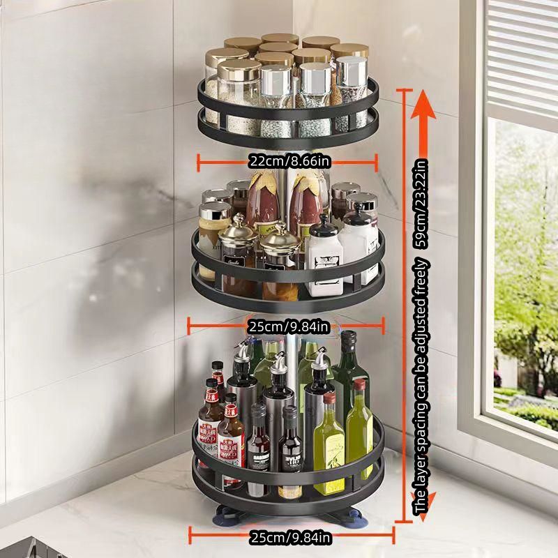 360° Rotating Kitchen Organizer in Carbon Steel