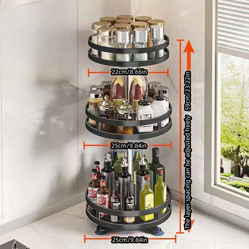 360° Rotating Kitchen Organizer in Carbon Steel