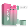 Stainless Steel Double-Walled Water Bottle with Straw and Pour Spout Lid