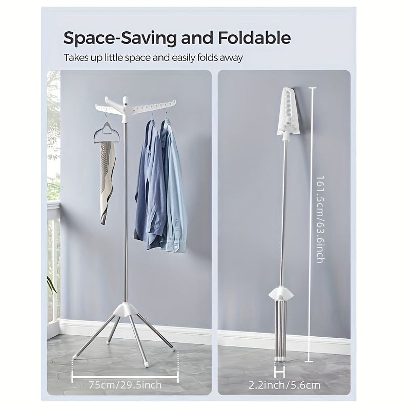 Folding Stainless Steel Drying Rack with 3/6 Rotatable Hanger Arms