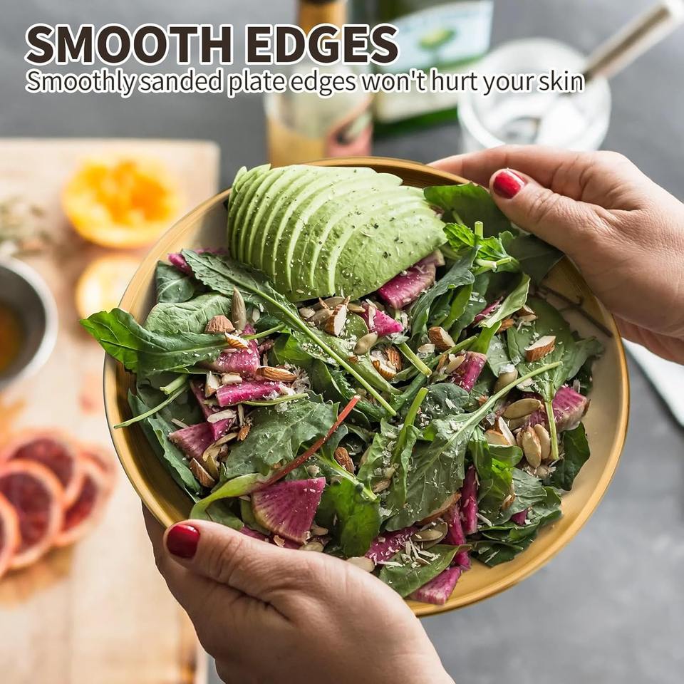 6-Piece 6.6-Inch Appetizer Plate Set with Stand, Stainless Steel Round for Cakes Desserts, Salads, Dips, Snacks, Sides