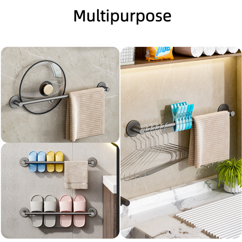 Aluminum Towel Rack with Bathroom Storage, Modern Wall Mount, Bathroom Shelves