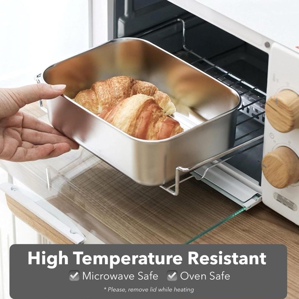 Airtight Stainless Steel Food Containers with Glass Lid Leakproof Freezer/Dishwasher/Microwave Safe Storage Boxes