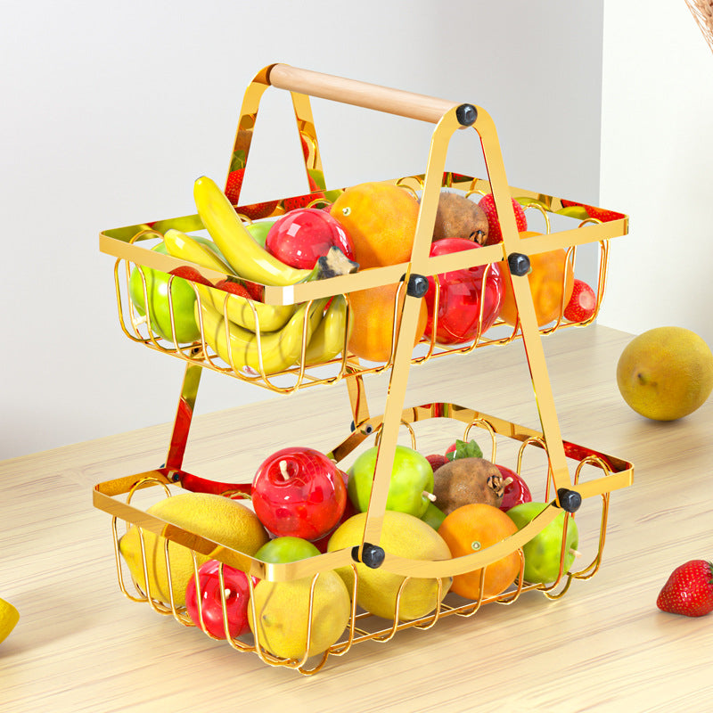 2 Tier Portable Metal Kitchen Shelf with Detachable Fruit Holder