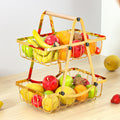 2 Tier Portable Metal Kitchen Shelf with Detachable Fruit Holder