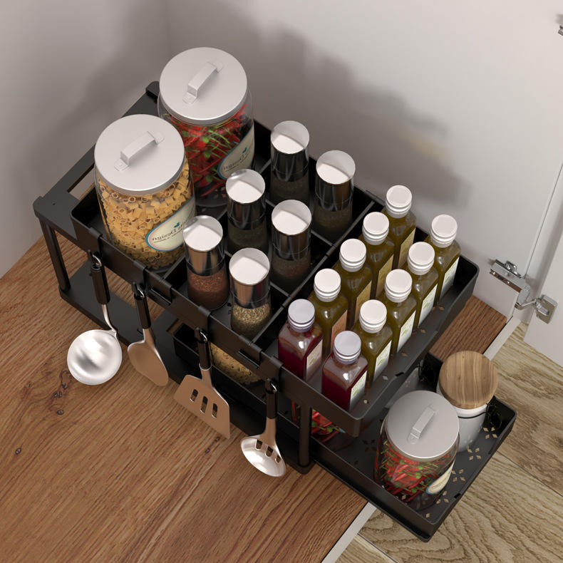 Adjustable Double-Layer Sink Organizer Kitchen Storage