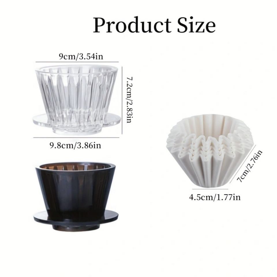 Modern Clear Plastic Drip Coffee Percolator Hand-Brewed Coffee Filter Pouring Cup with 50 Pieces Coffee Filter Paper Tea-Coffee Tools