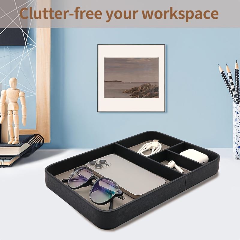 Modern Stylish Leather Valet Tray Nightstand Organizer for Keys Watch Essentials Desk Drawer Storage for Living Room