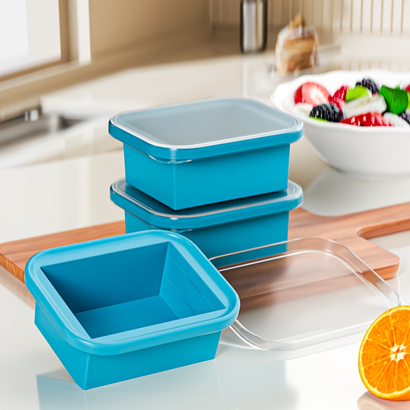 Silicone Freezer Box with Lid 500ml Meal Prep Container Reusable Soup Freezing Molds for Storing Soup, Broth, Sauce Back to School