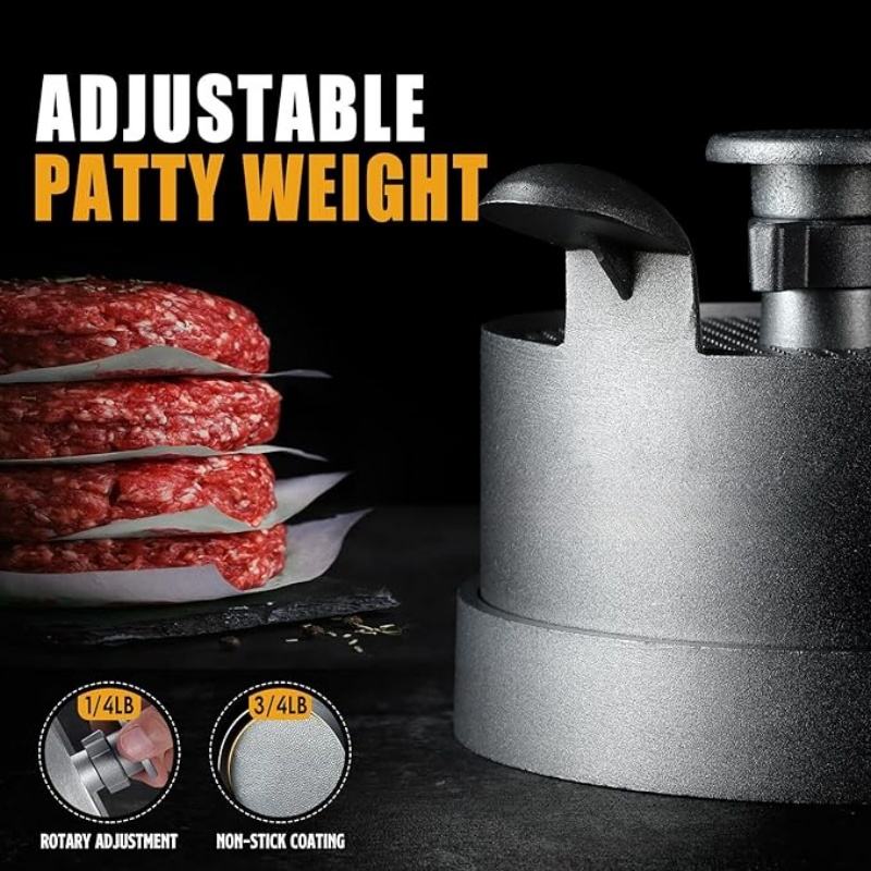 Adjustable Metal Burger Press - Small Home Burger Patty Press, Beef Cheese Vegetable Pie Maker Molds