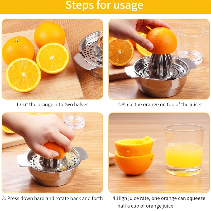 Stainless Steel Manual Citrus Juicer, Multifunctional, Dishwasher-Safe
