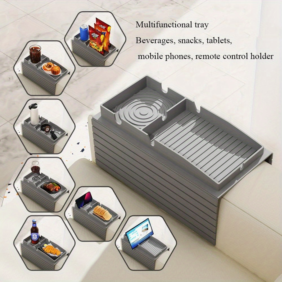 Silicone Sofa Armrest Organizer Cup Holder Tray Sofa Arm Tray Sofa Seat Armrest Remote and Phone Organizer